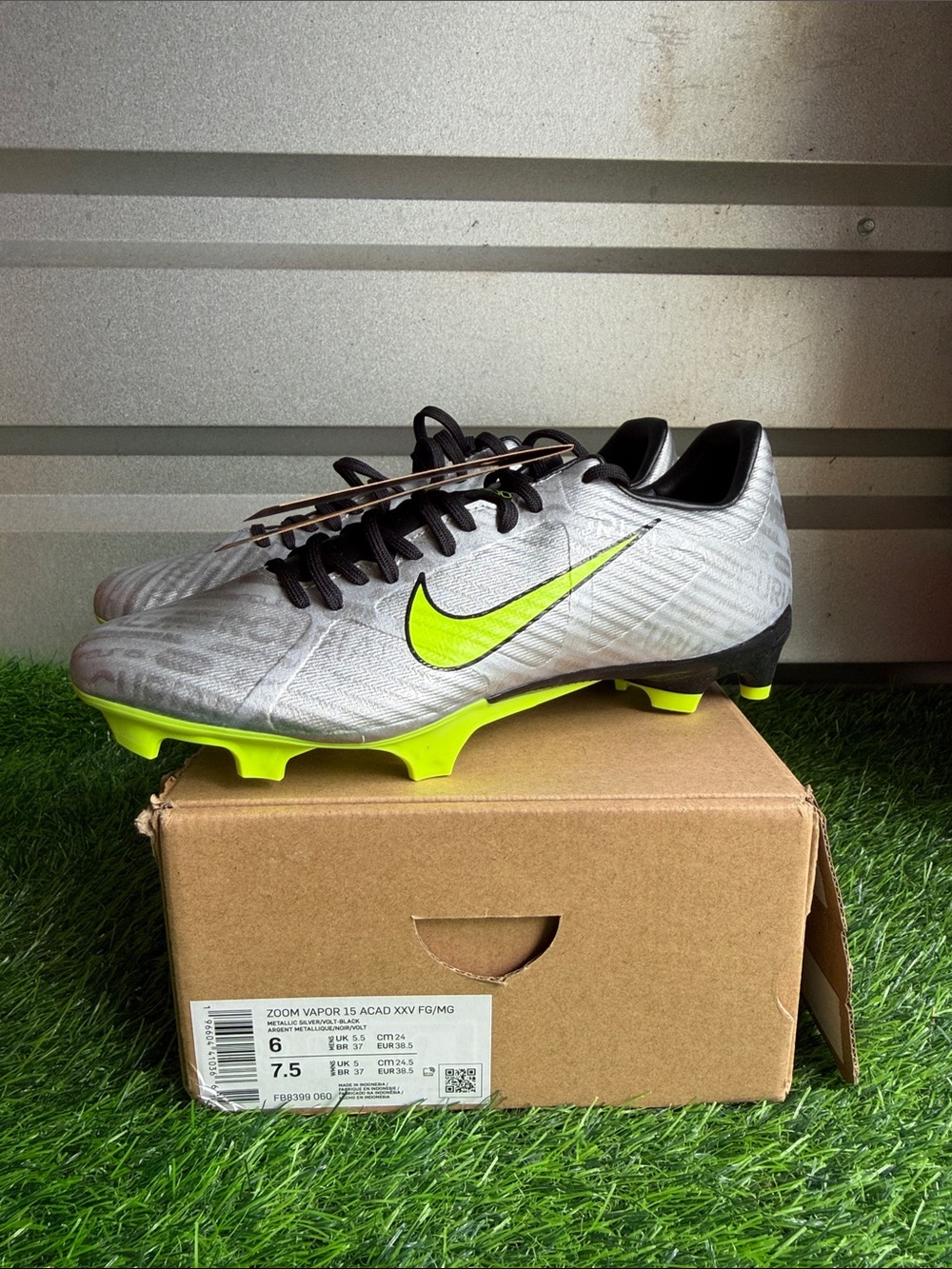 Nike Men’s Vapor Soccer Cleats — Silver with Volt Accents